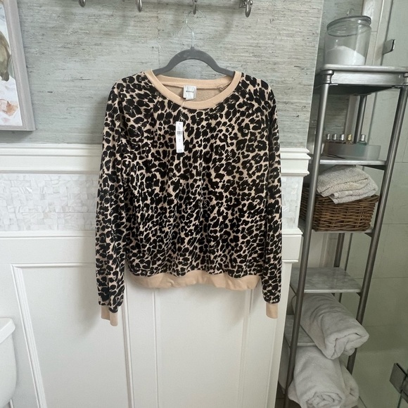 NWT new small Anthropologie Maeve printed sweatshirt lightweight animal print - Picture 3 of 17
